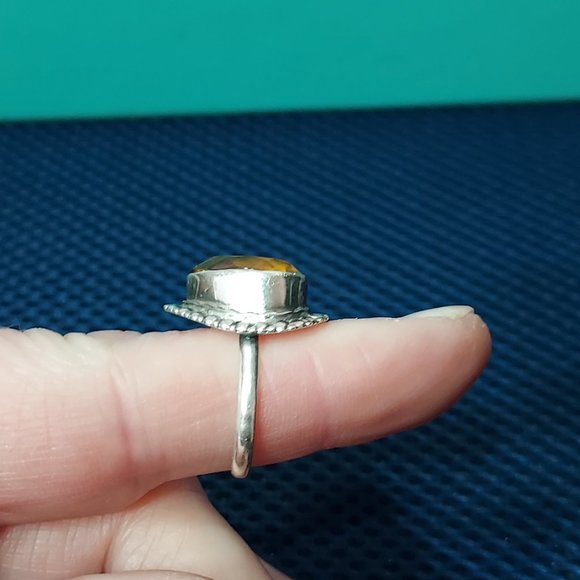 Sterling Orange tear drop  ring size 6.5 - Picture 10 of 12
